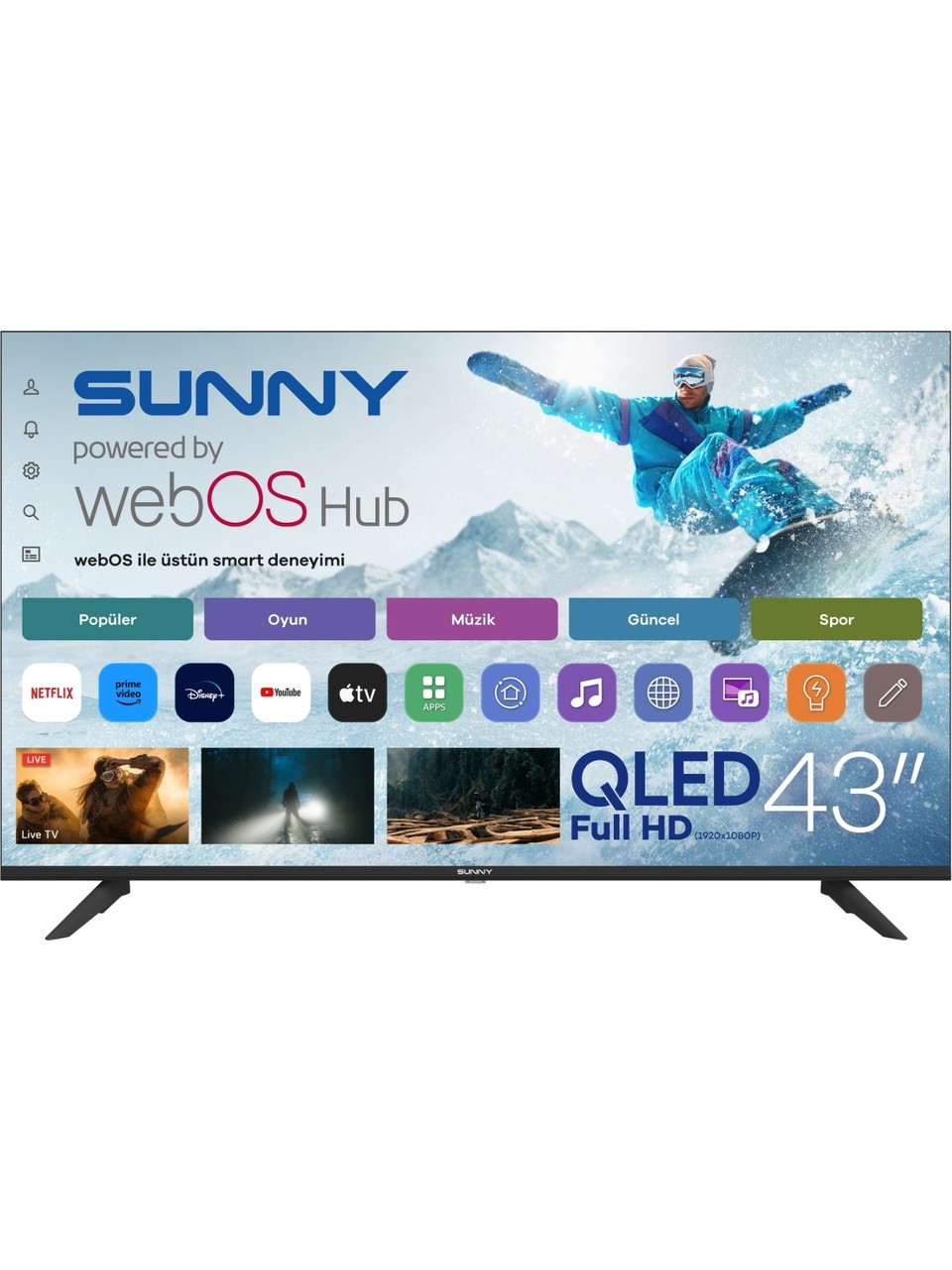 Sunny SN43QFMLN-W02S Full HD 43'' 109 Ekran Uydu Alıcılı webOS Smart QLED TV