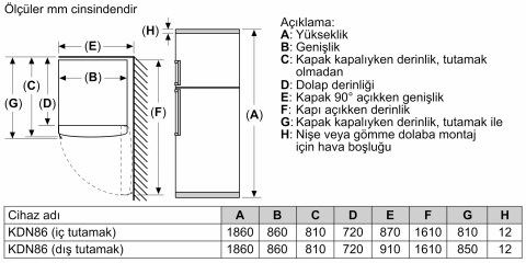 Bosch KDN86AWF1N Çift Kapılı No Frost Buzdolabı