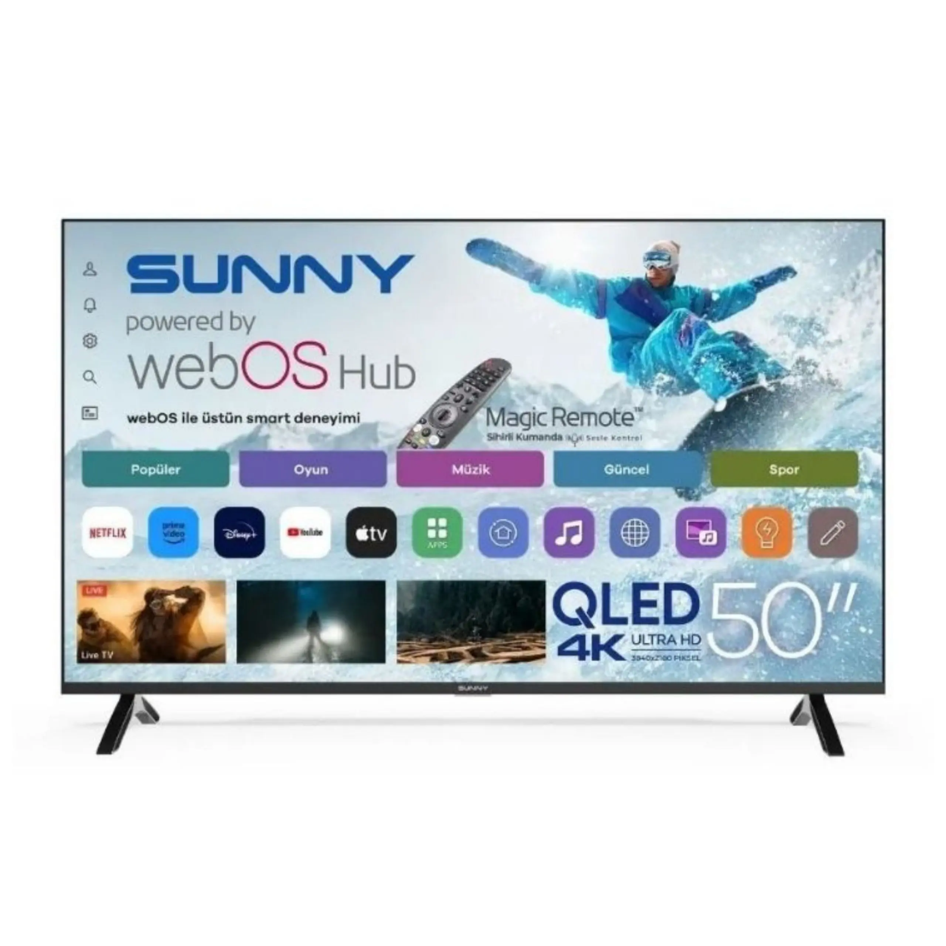 Sunny SN50QUPRL-W02M 4K Ultra HD 50'' 127 Ekran Uydu Alıcılı Smart QLED TV