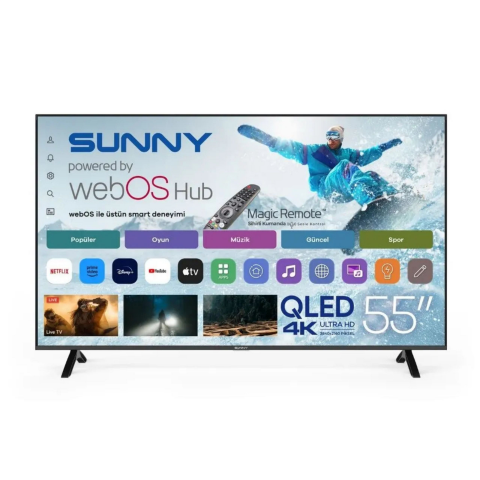 Sunny SN55QUPRL-W02M 4K Ultra HD 55'' 140 Ekran Uydu Alıcılı webOS Smart QLED TV