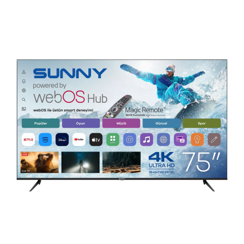 Sunny SN75LEDM-W02M 4K Ultra HD 75'' 190 Ekran Uydu Alıcılı webOS Smart LED TV