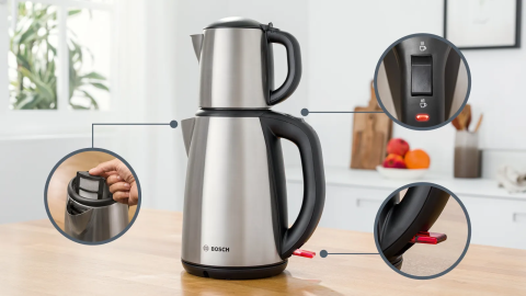 Bosch TTA5883 1800 W Çelik Demlikli Çay Makinesi