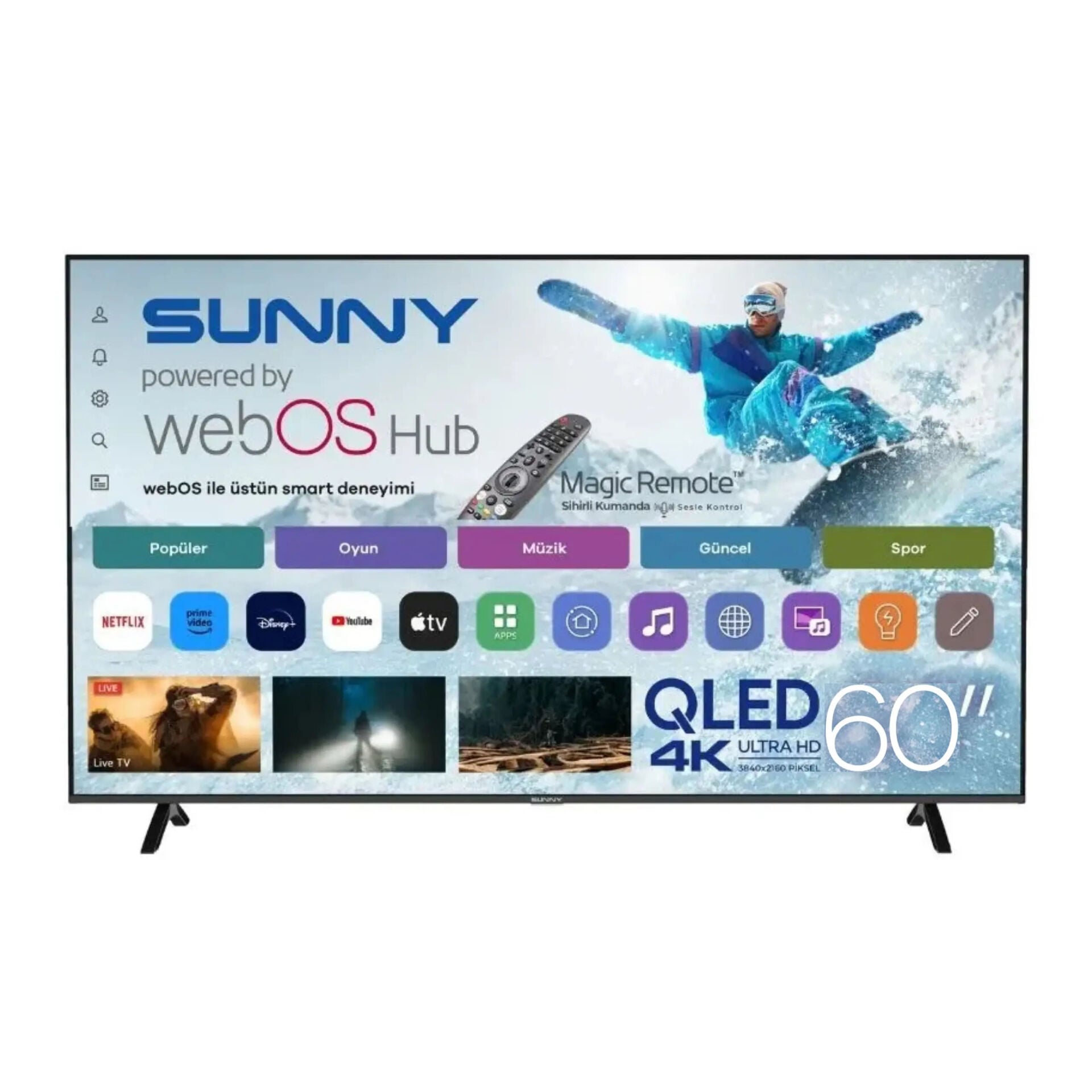 Sunny SN60QLEDM-W02M 4K Ultra HD 60'' 152 Ekran Uydu Alıcılı WebOS Smart QLED TV