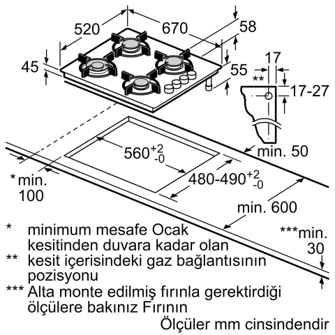 Bosch POH7C6O12O Wok Gözlü Siyah Cam Ankastre Ocak