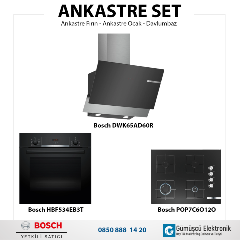 Bosch Ankastre Set HBF534EB3T, POP7C6O12O, DWK66PJ60T