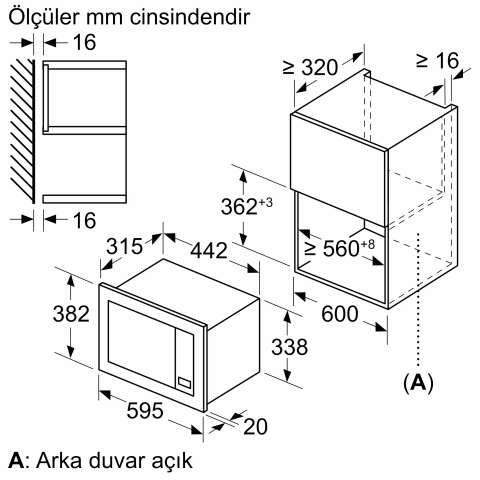 Bosch BEL623MD3 20 lt Siyah Ankastre Mikrodalga Fırın