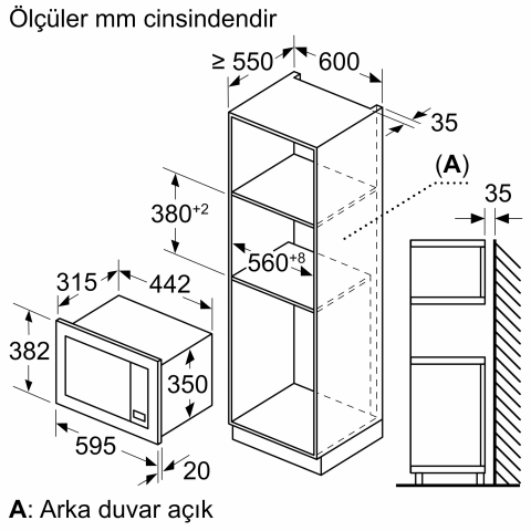 Bosch BEL623MD3 20 lt Siyah Ankastre Mikrodalga Fırın