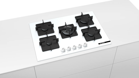 Bosch PNQ7B2O12O Wok Gözlü Beyaz Cam Ankastre Ocak