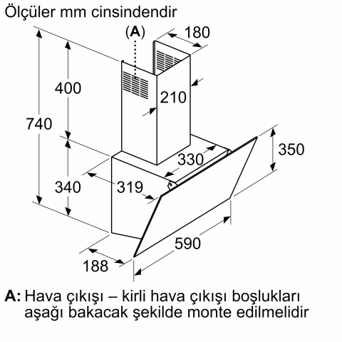 BOSCH DWK63PJ20T Serie 2 Eğimli Cam Davlumbaz