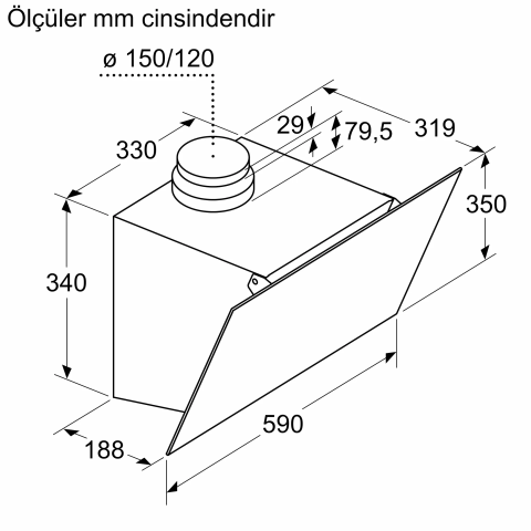 BOSCH DWK63PJ60T Serie 2 Eğimli Cam Davlumbaz
