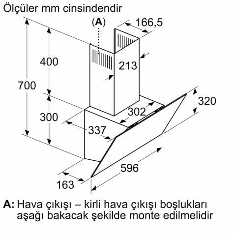 Bosch DWK64PJ60T Siyah Duvar Tipi Ankastre Davlumbaz