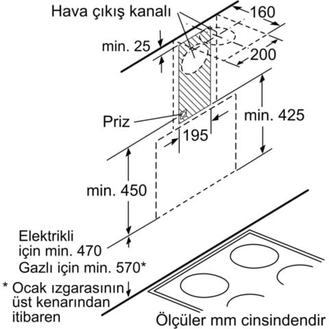 Bosch DWK65AJ80R Duvar Tipi Davlumbaz