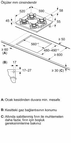 Bosch POP6C9P30O Cam Antrasit Gri Ankastre Ocak