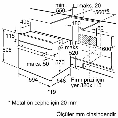 Bosch HBF011BR0T Inox Ankastre Fırın