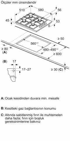 Bosch Serie 2 PBP6C6K80O Siyah Ankastre Ocak