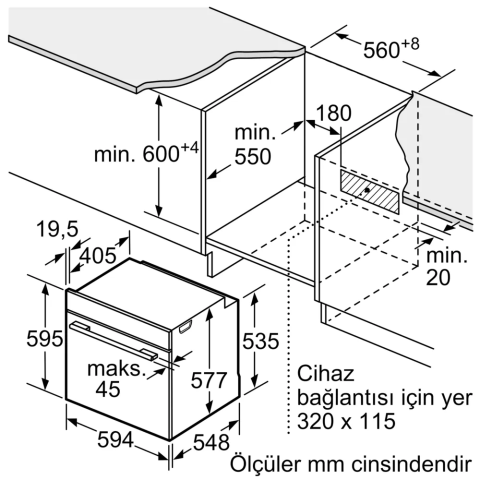 Bosch HUA736EV0T Beyaz Ankastre Fırın