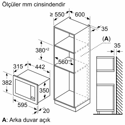 Bosch BEL623MP3 İnci Beyazı Ankastre Mikrodalga Fırın