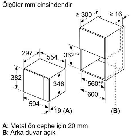 Bosch BFL524MB2 Siyah Ankastre Mikrodalga Fırın