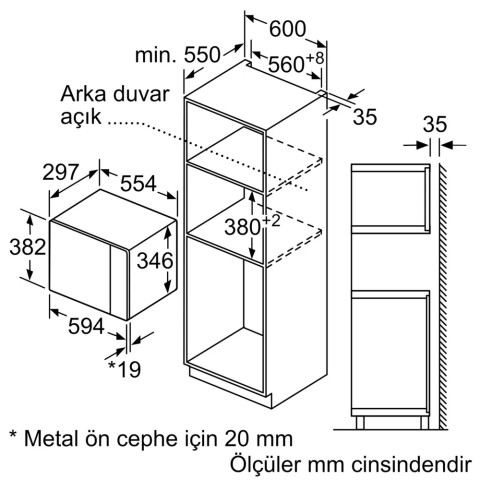 Bosch BFL524MB2 Siyah Ankastre Mikrodalga Fırın