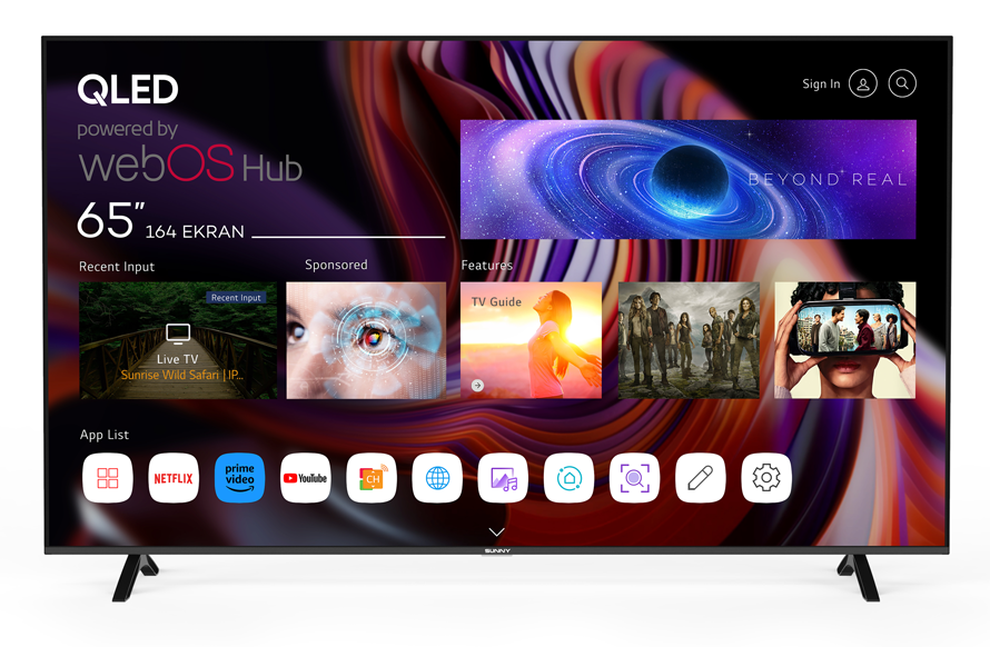 Sunny SN65QMN252 4K Ultra HD 65'' 165 Ekran Uydu Alıcılı webOS Smart QLED TV