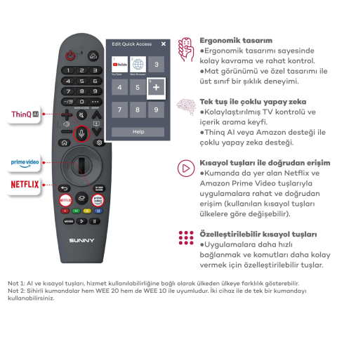 Sunny SN55QMN252 4K Ultra HD 55'' 140 Ekran Uydu Alıcılı webOS Smart QLED TV