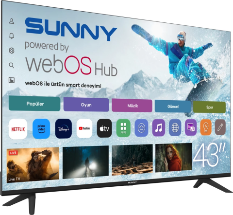 Sunny SN43FMLN-W02S Full HD 43'' 109 Ekran Uydu Alıcılı webOS Smart LED TV
